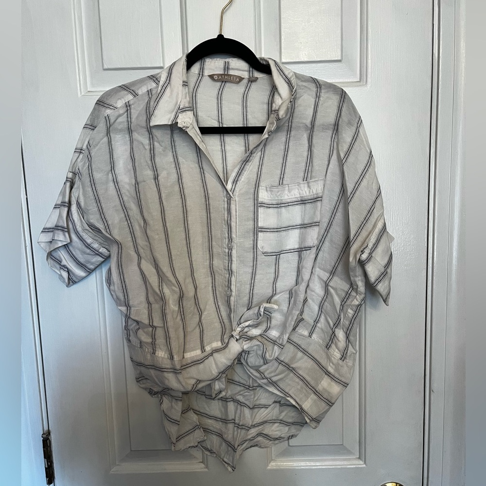 Athleta Button Up Tie Front Top